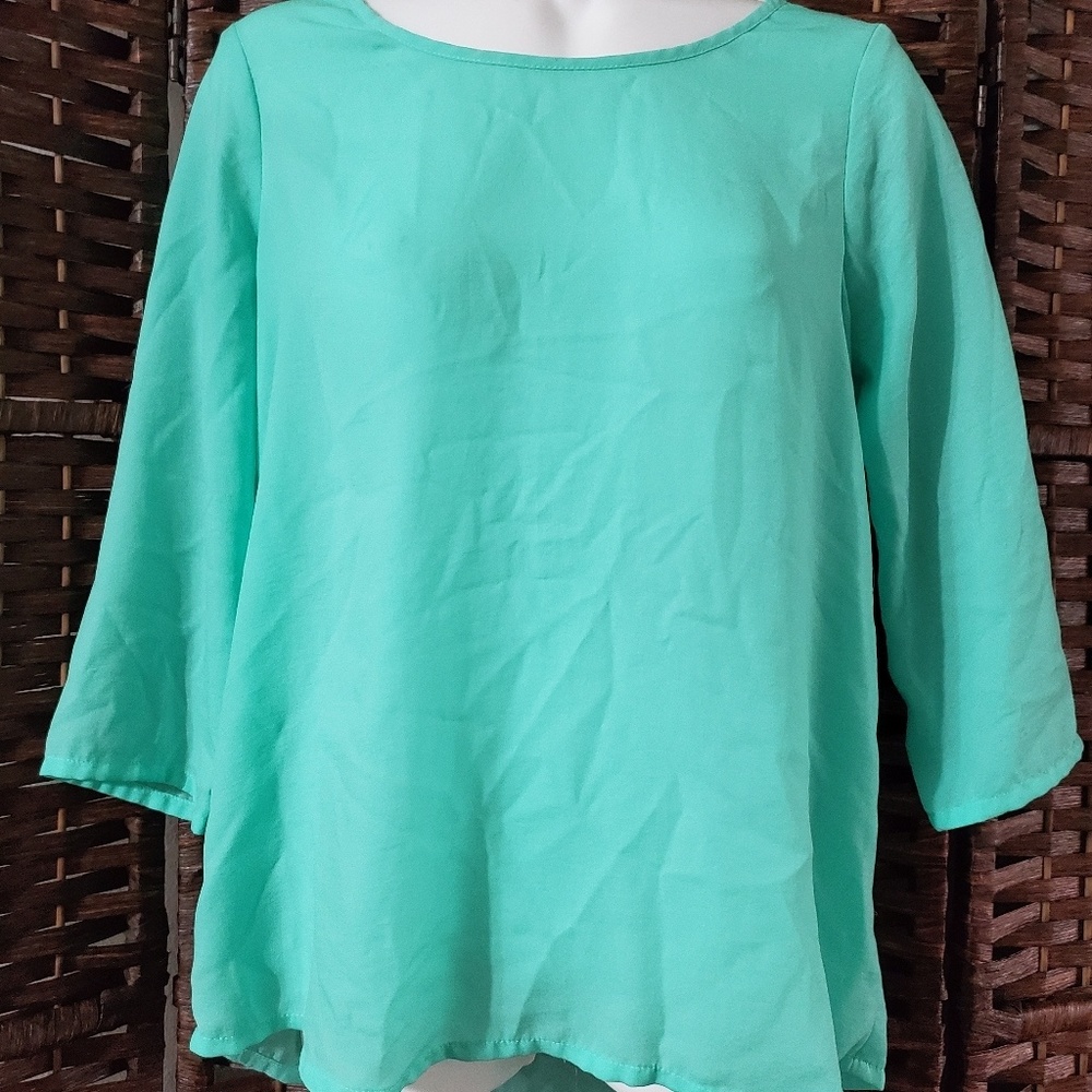 EXPRESS BLOUSE color Aqua very nice - Picture 1 of 3